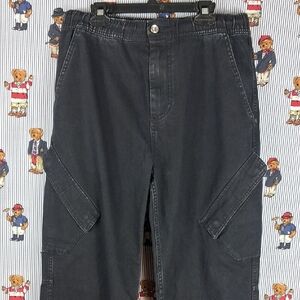 Jordan Brand Chicago Flat Front Drawstring & Button Cargo Black Fade Pants SZ Sm